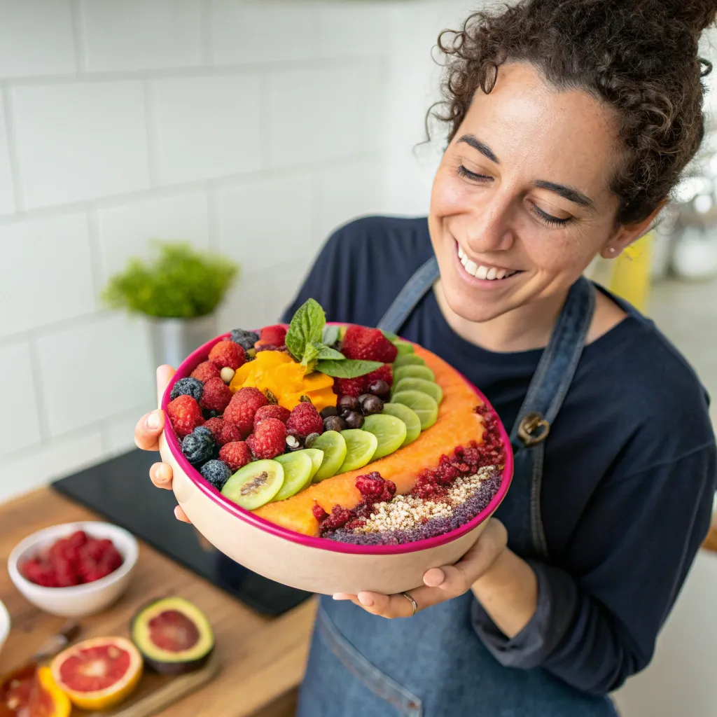 Participant proudly displaying a raw food dish